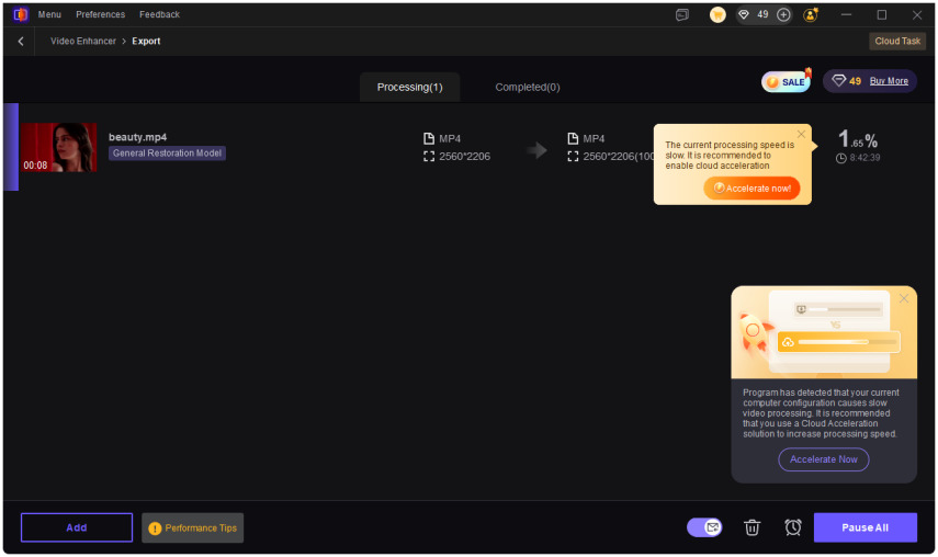 cloud acceleration feature in hitpaw vikpea