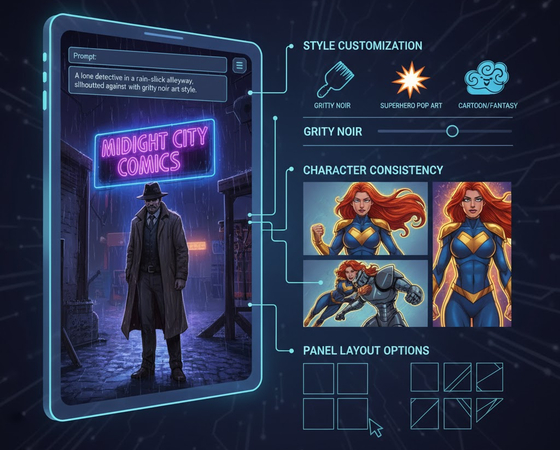 key features to look out for in a comic book creator