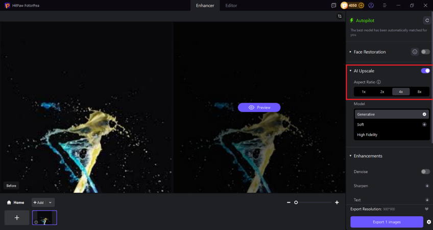 upload an image and enhance it