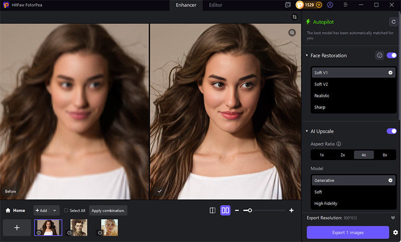 enhance portrait with fotorpea