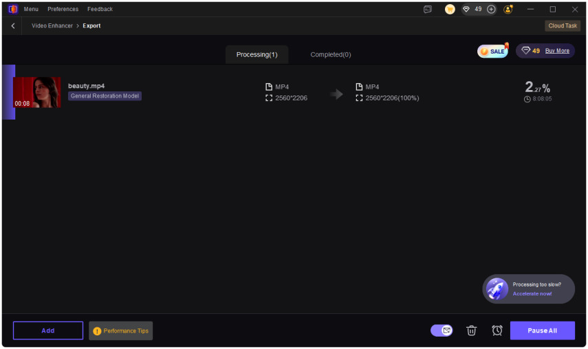 enable cloud acceleration feature in hitpaw vikpea