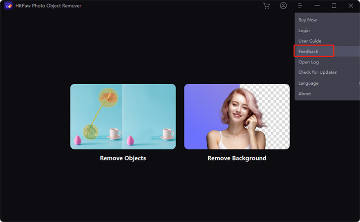 feedback in HitPaw photo object remover
