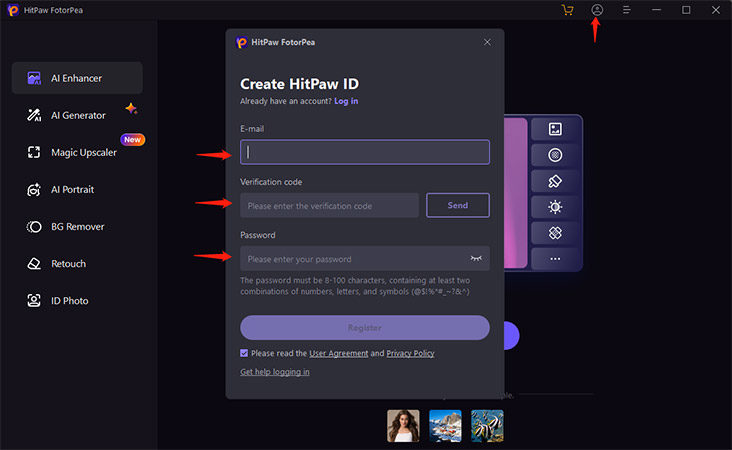 how to create hitpaw id