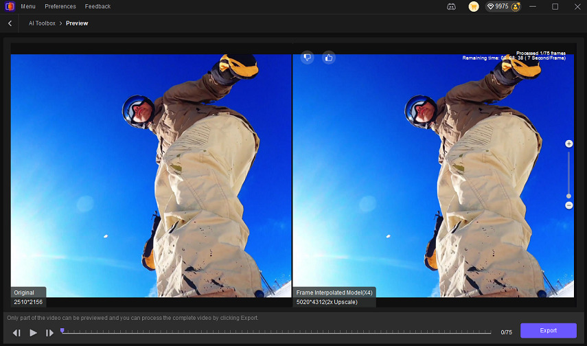 preview video interpolation enhanced effcet