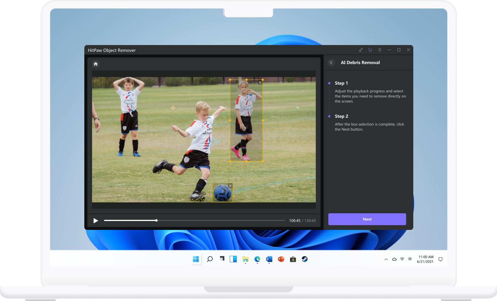 showing object removal process